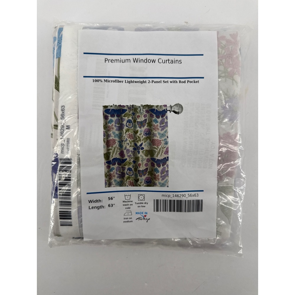 Ambesoone Floral Butterfly Window Curtains 2 Panel Set 56x63 Rod Pocket